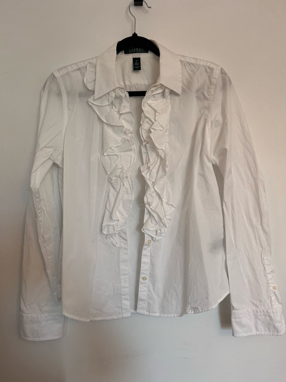 Lauren Ralph Lauren White Ruffled Collar Blouse